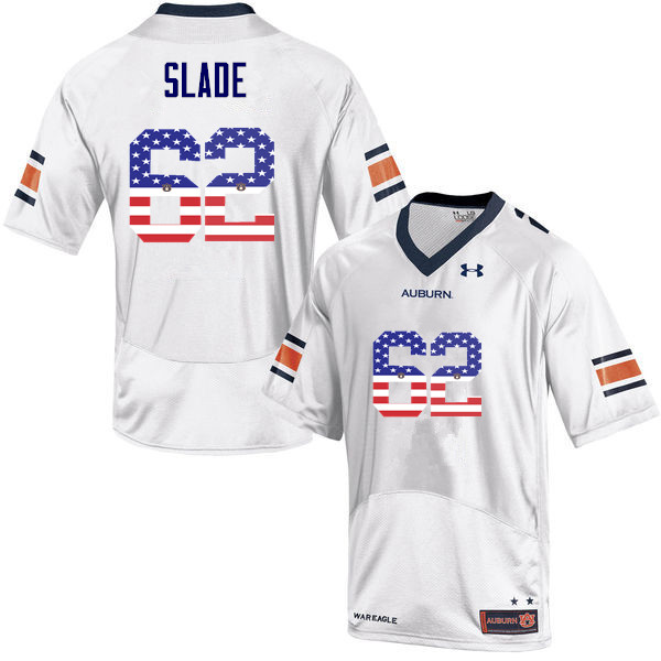 Auburn Tigers Men's Chad Slade #62 White Under Armour Stitched College USA Flag Fashion NCAA Authentic Football Jersey XLV0274RJ